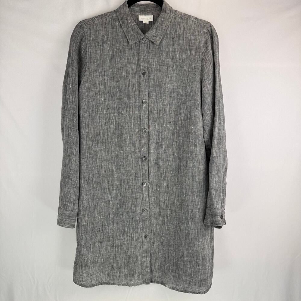 J. Jill Love Linen Button-Up Tunic Shirt Size M